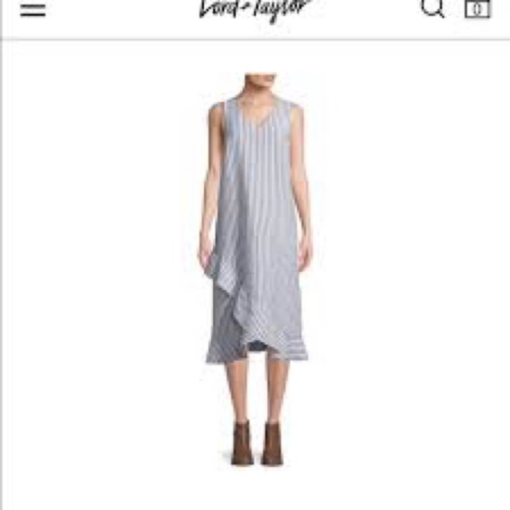Lord & Taylor linen Maxi dress with asymmetric ruffle detail size medium